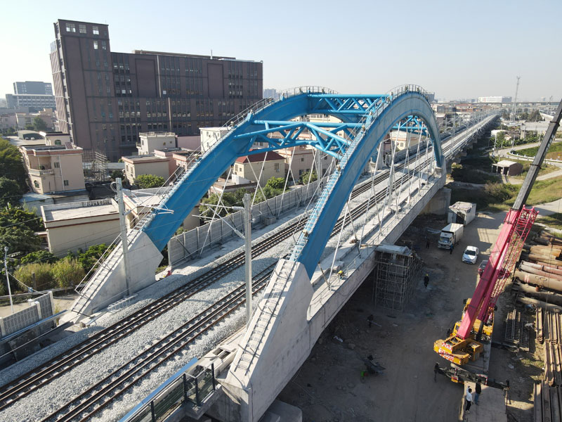 南沙港铁路4标南头北特大桥17#-18#墩1-80米下承式钢管混凝土系杆拱桥